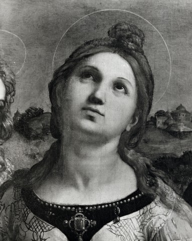 A. Villani e Figli — Raffaello Sanzio. Estasi di S. Cecilia e Santi (part. volto della santa) — particolare